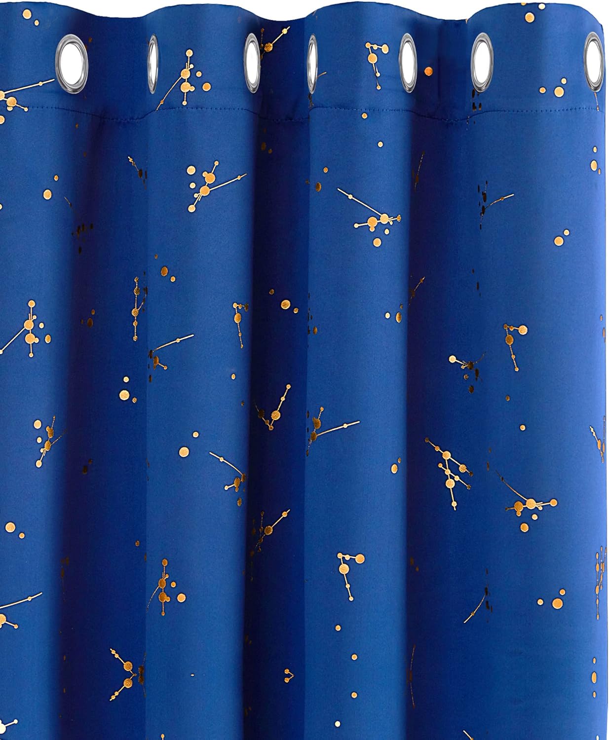 Deconovo Eyelet Blackout Curtains, Gold Constellation Printed Curtains Thermal Insulated