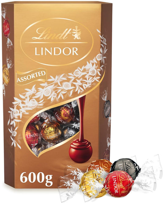 Lindt Lindor Assorted Chocolate Truffles Box Extra Large - Approx 48 Balls, 600G - Chocolate Truffles with a Smooth Melting Filling - Gift Present or Sharing Box - Easter, Birthday, Congrats