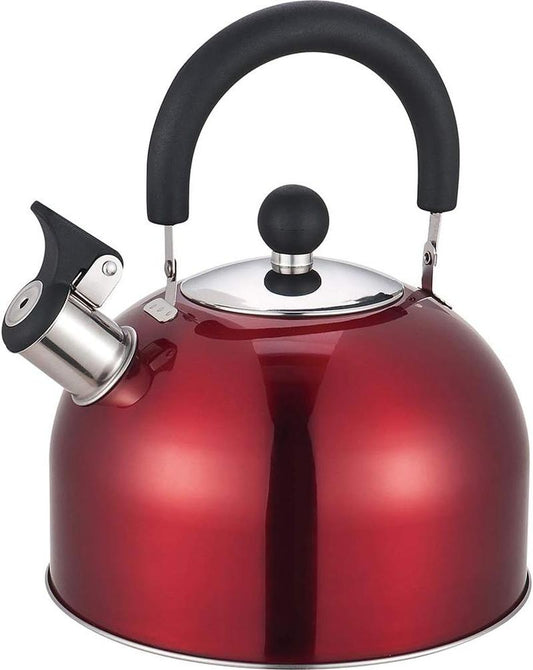 Whistling Kettle 2.5 Litre Stainless Steel RED Prima