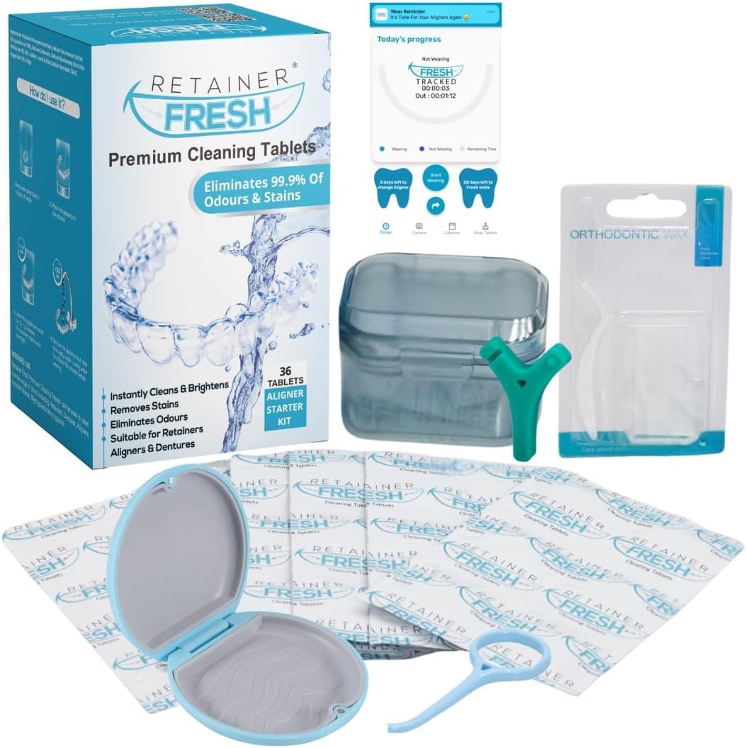 Retainer Cleaner Tablets - 36 Tablets 1 Month Retainer Fresh - Retainer Cleaning Tablets, Mouth Guard Cleaner, Denture Cleaner, Aligner Cleaner, Brite Retainer Tablets