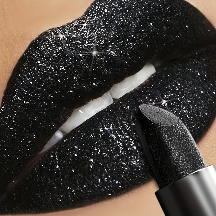 Halloween Waterproof, Long-Lasting 1pc Shimmering Black Lipstick | Pearlescent Lip Gloss, Easy to Apply, Non-Sticky Paste for All Skin Types, Shiny Finish