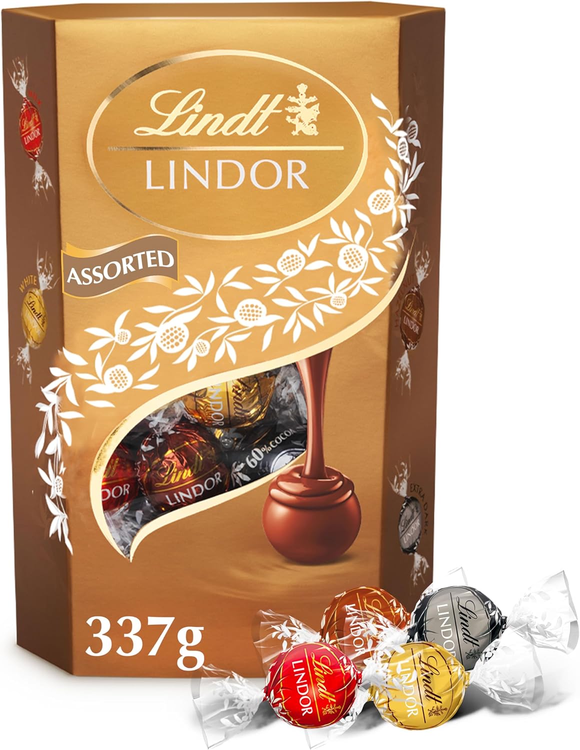 Lindt Lindor Assorted Chocolate Truffles Box Extra Large - Approx 48 Balls, 600G - Chocolate Truffles with a Smooth Melting Filling - Gift Present or Sharing Box - Easter, Birthday, Congrats