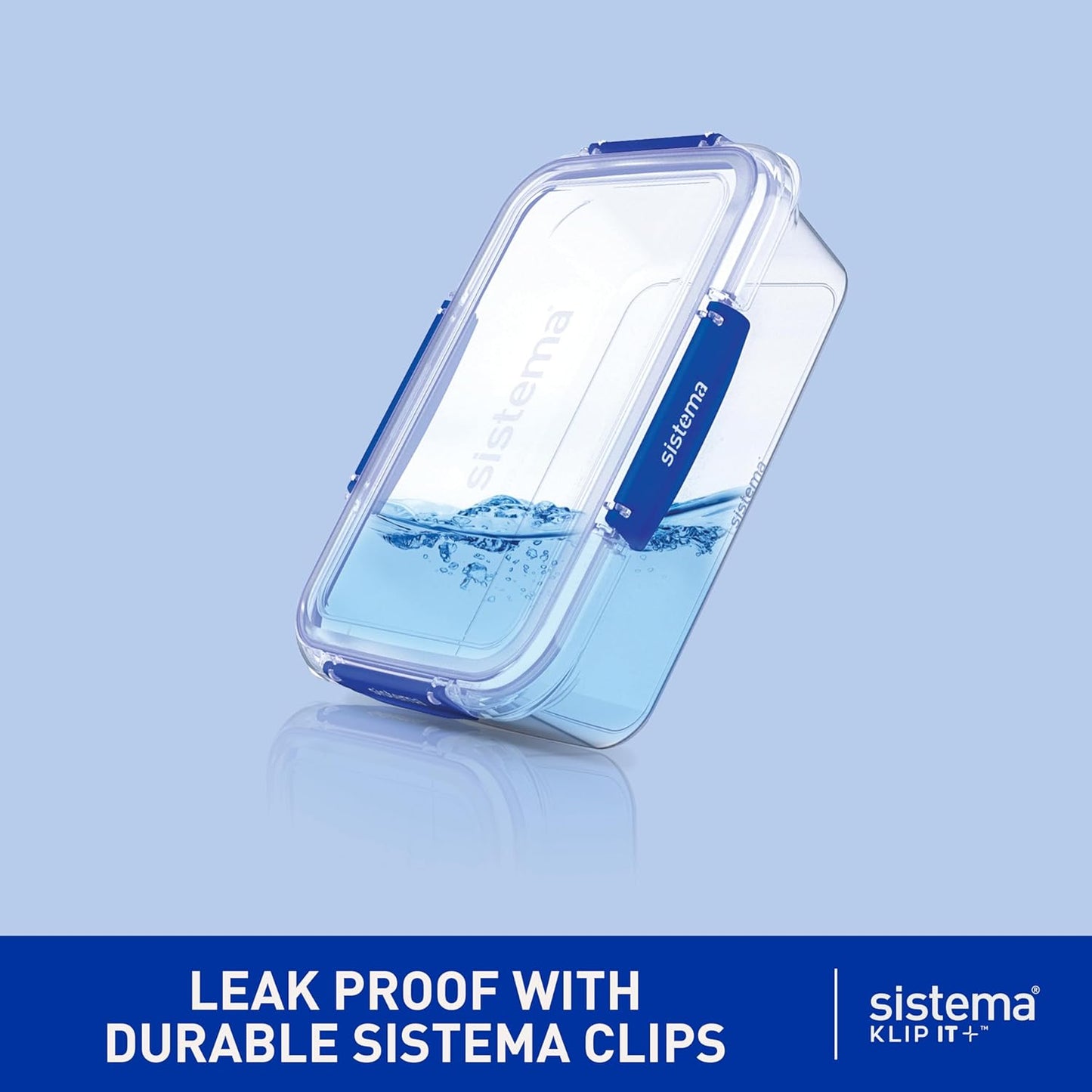 Sistema KLIP IT plus Leakproof Food Storage Containers | 1 L | Airtight, Stackable & Nestable Meal Prep Containers with Lids | School Lunch Boxes | 3 Count Newell Brands