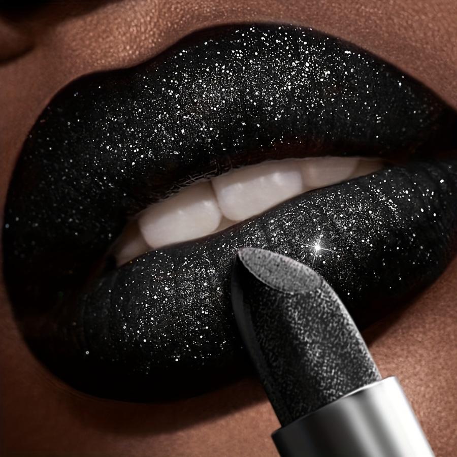 Halloween Waterproof, Long-Lasting 1pc Shimmering Black Lipstick | Pearlescent Lip Gloss, Easy to Apply, Non-Sticky Paste for All Skin Types, Shiny Finish