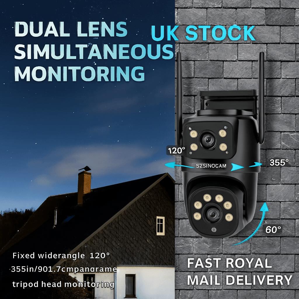 CCTV Wireless WiFi IP Camera Dual Lens Home Security Night Vision Indoor Outdoor