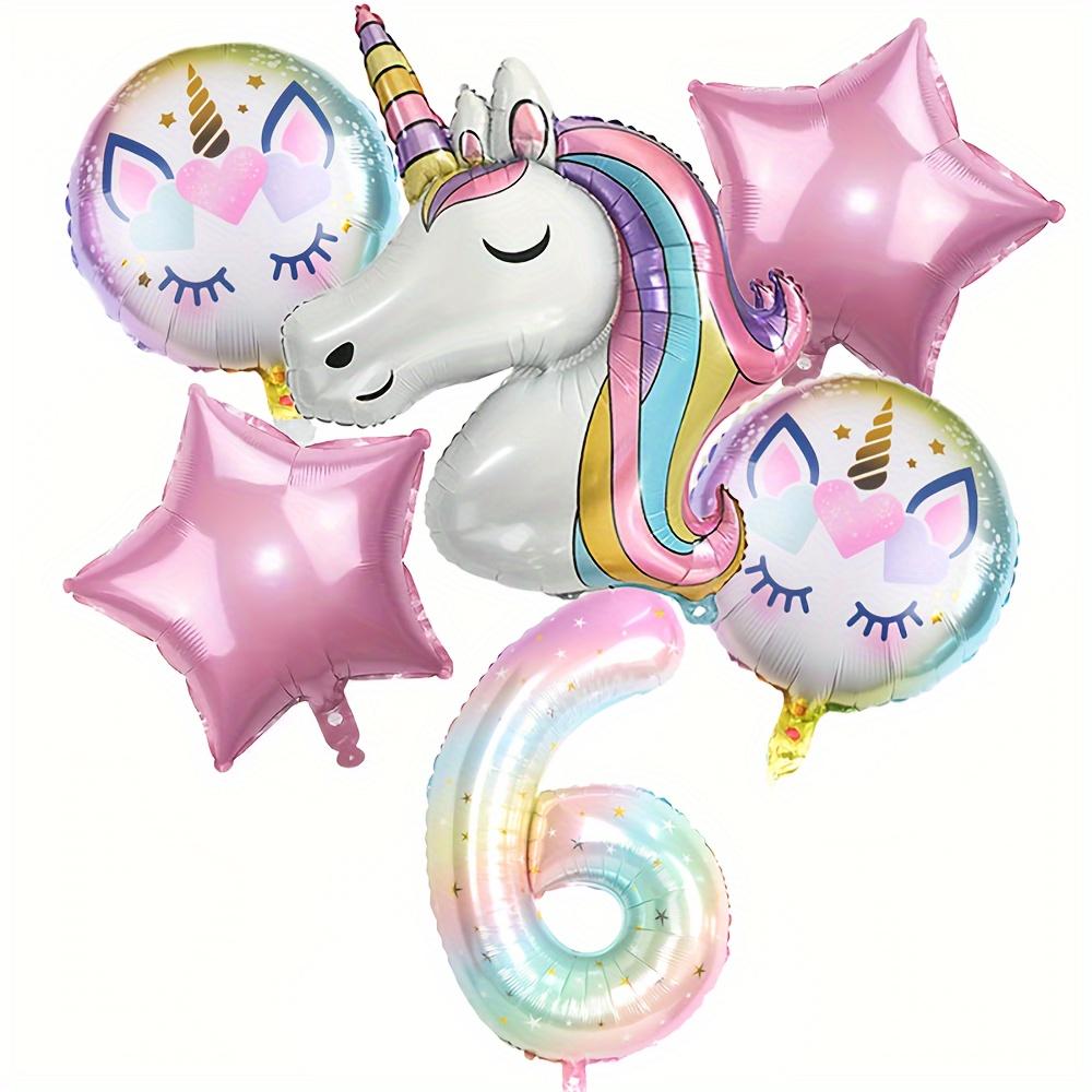 6pcs Unicorn Balloon Set - Star Numbers and Star Balloons, Durable and Reusable