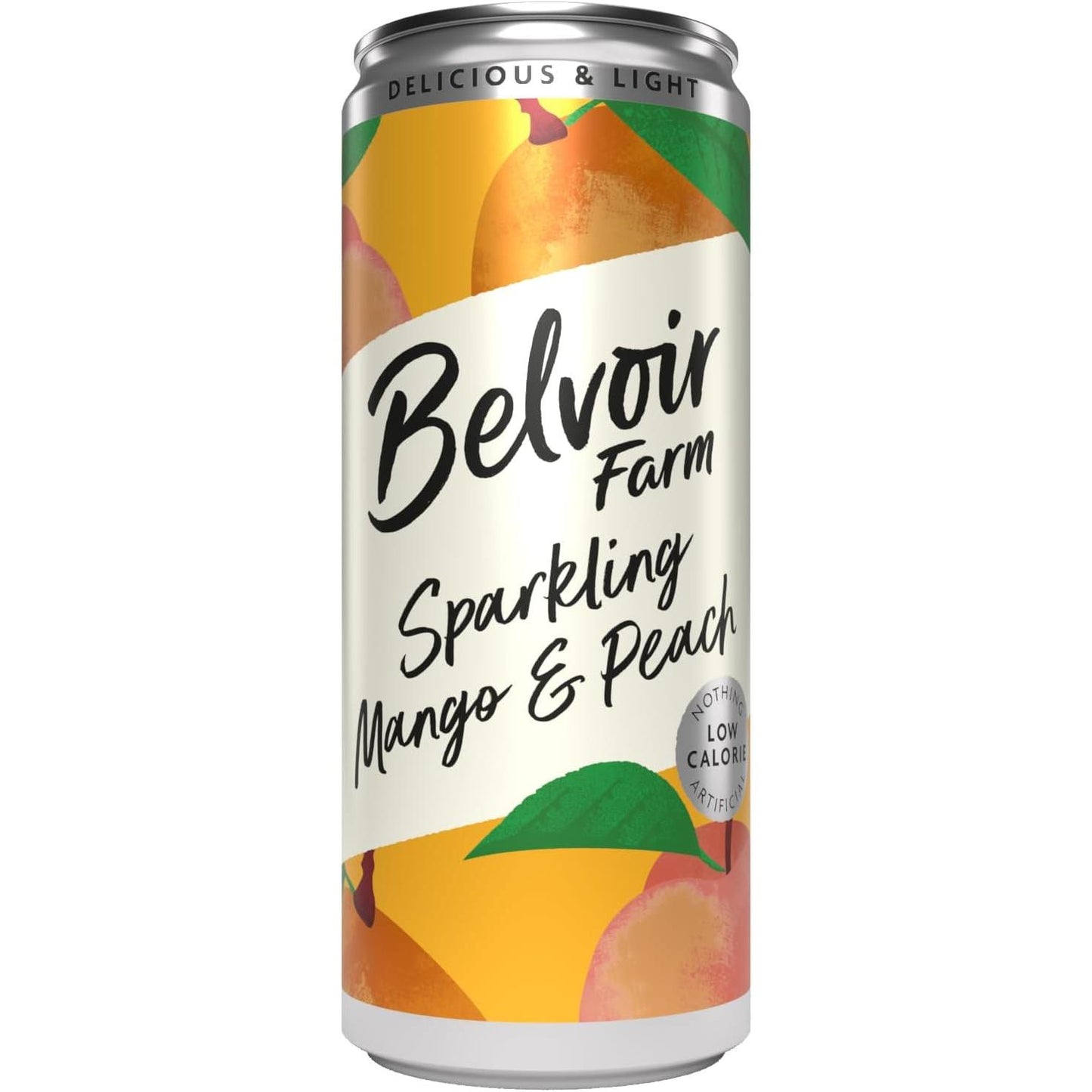 Belvoir Farm - Sparkling Mango & Peach, Delicious and Light, Real Fruit Juice, Low in Calories, Nothing Artificial, Gluten Free, Suitable for Vegetarians & Vegans 24X330Ml