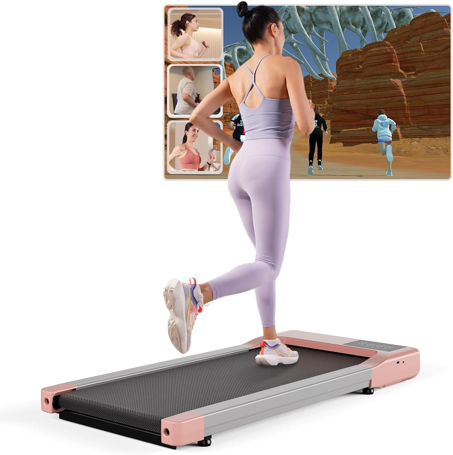 Lacuffy Raceable Walking Pad 2.5HP, under Desk Treadmill with APP Control, Max 136Kg 159Kg Walking Machine with Multi-Runner Races & Real-Time Interaction, Door to Door Delivery