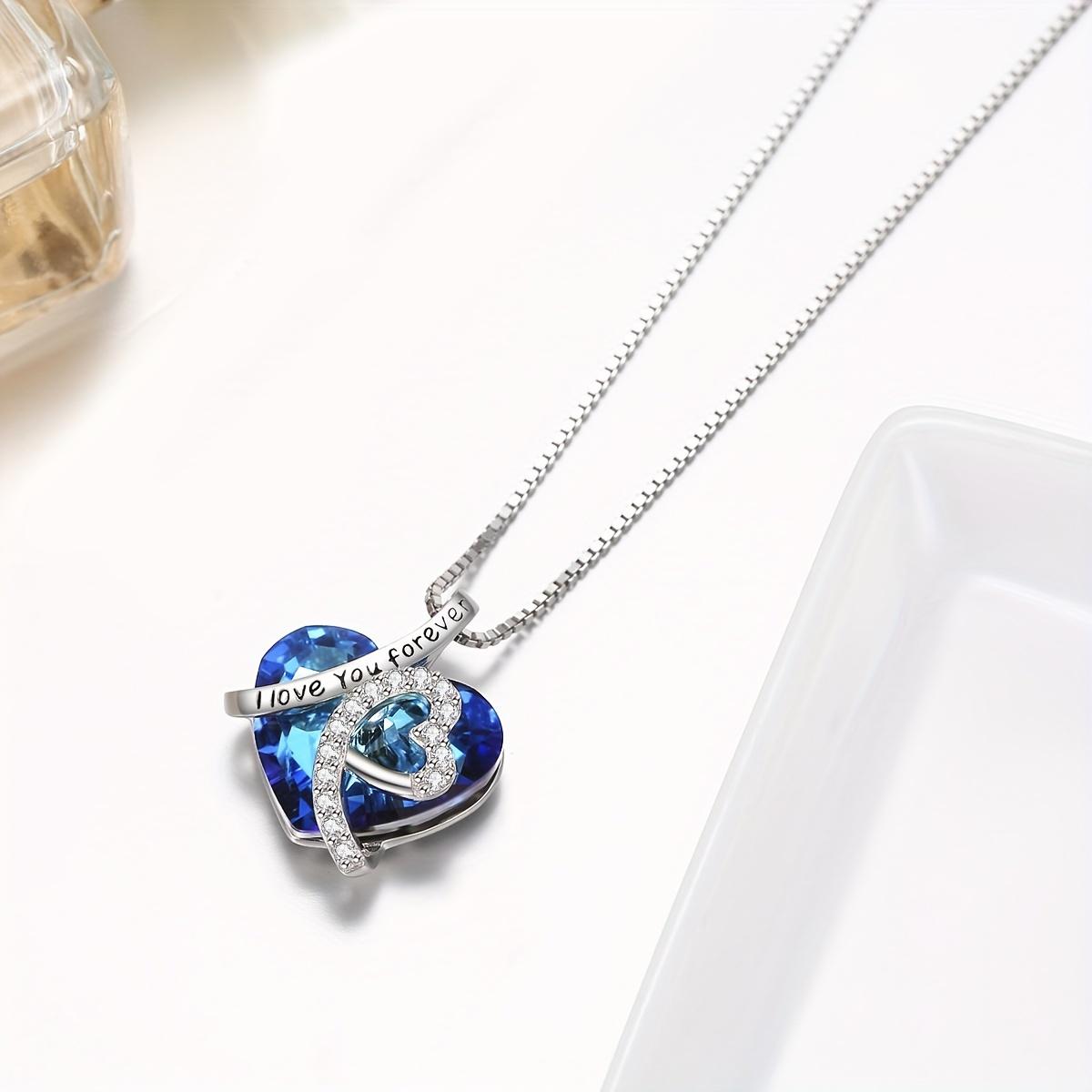 Genuine 925 Sterling Silver Heart Necklace Women Gift I Love You Pendant Girls