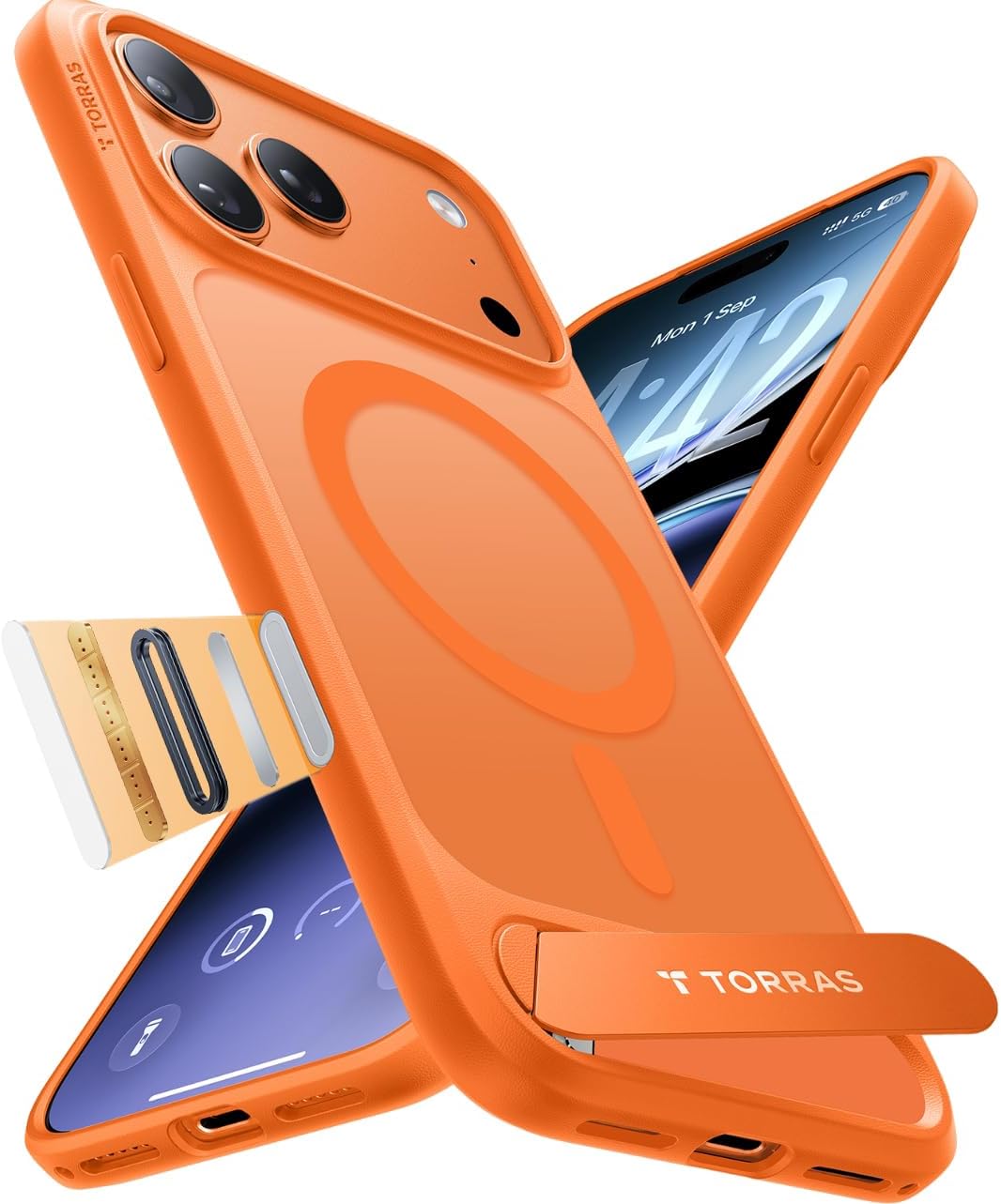 TORRAS Stand for Iphone 17 Pro Max Case – Durable Titanium Stand, Compatible with Magsafe, Camera Button Shield, 12FT Drop Protection for Iphone 17 Pro Max Cover – Navy Blue