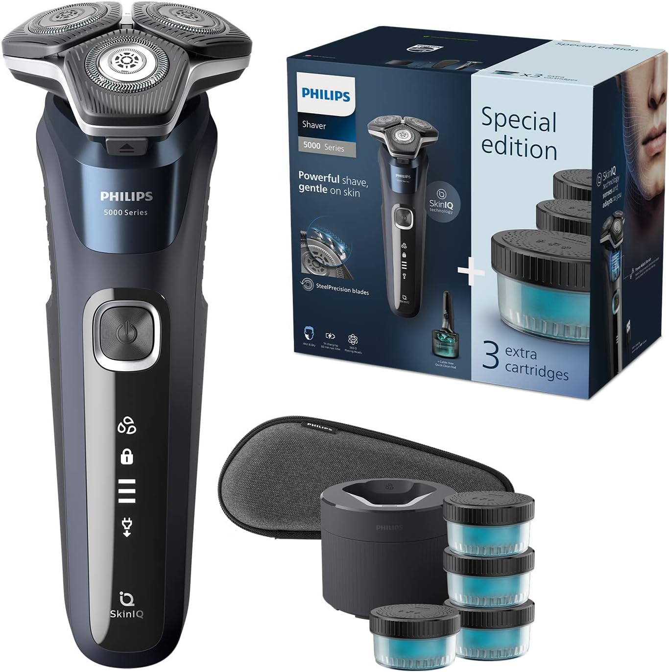 Philips Shaver Series 5000 - Wet & Dry Electric Men Shaver Charging Travel Case