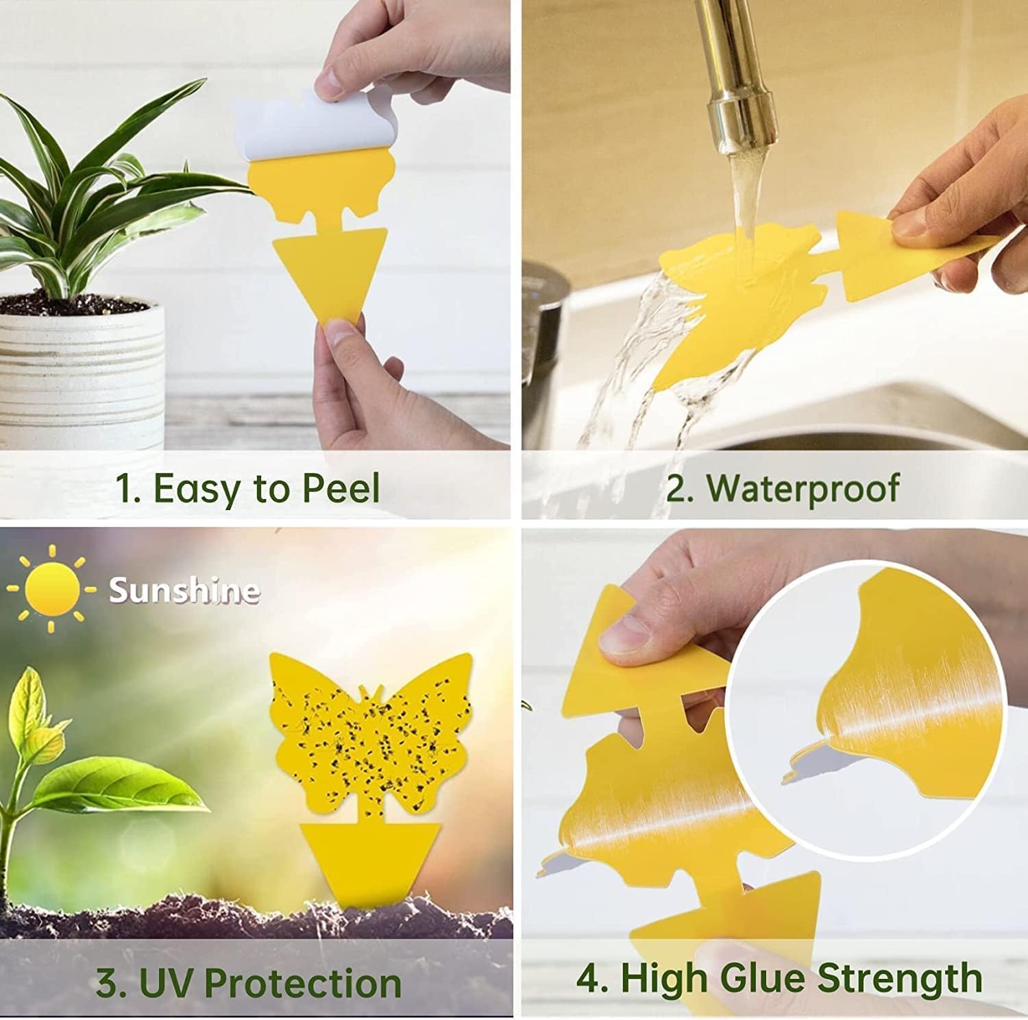 90 Pcs Fruit Fly Traps, Double-Sided Fungus Gnat Sticky Fly Catcher for Plant Fly Control Indoor Outdoor Multiple Insects Control - Non-Toxic, Waterproof