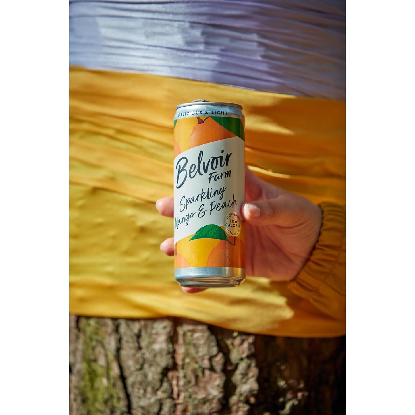 Belvoir Farm - Sparkling Mango & Peach, Delicious and Light, Real Fruit Juice, Low in Calories, Nothing Artificial, Gluten Free, Suitable for Vegetarians & Vegans 24X330Ml