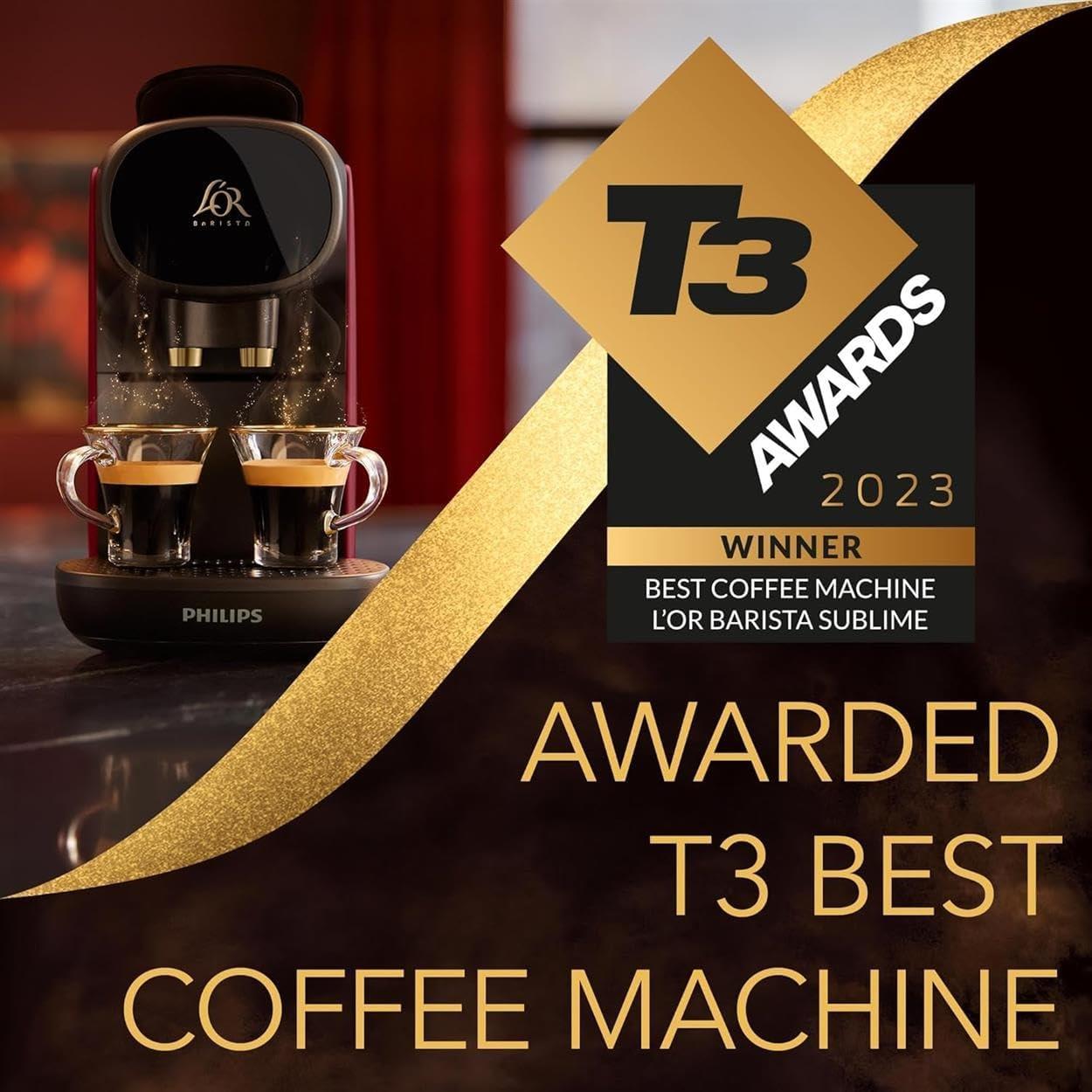 L'OR BARISTA Sublime Coffee Capsule Machine by Philips, for Double or Single Capsule, Red (LM9012/50)