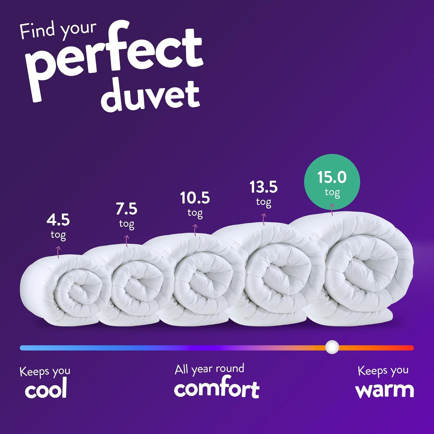 Slumberdown Cosy Nights 15 Tog King Size Duvet - Thick, Extra Warm & Snuggly King Quilt for Cold Winter Nights | Uk-Made, Soft-Touch, Non-Allergenic & Washable (225 X 220Cm)