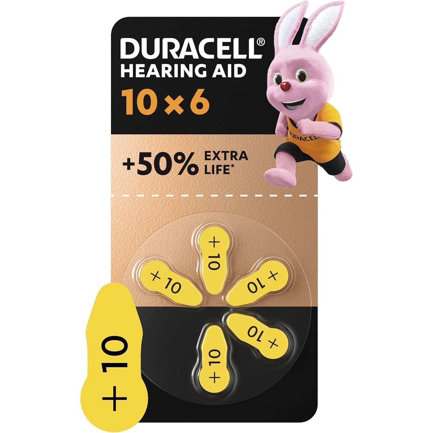 Duracell Size 13 Hearing Aids Batteries (Pack of 6) +50% Extra Life, Easy Installation, 100% Recyclable Packaging, Guaranteed 4 Years in Storage