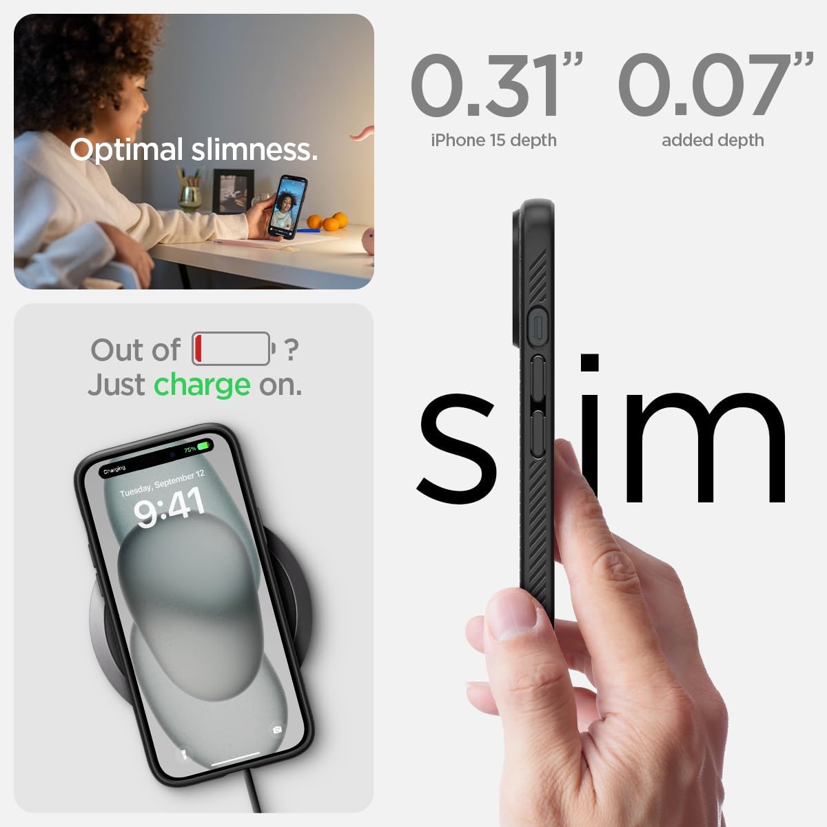 Spigen Liquid Air Case Compatible with Iphone 15 - Matte Black