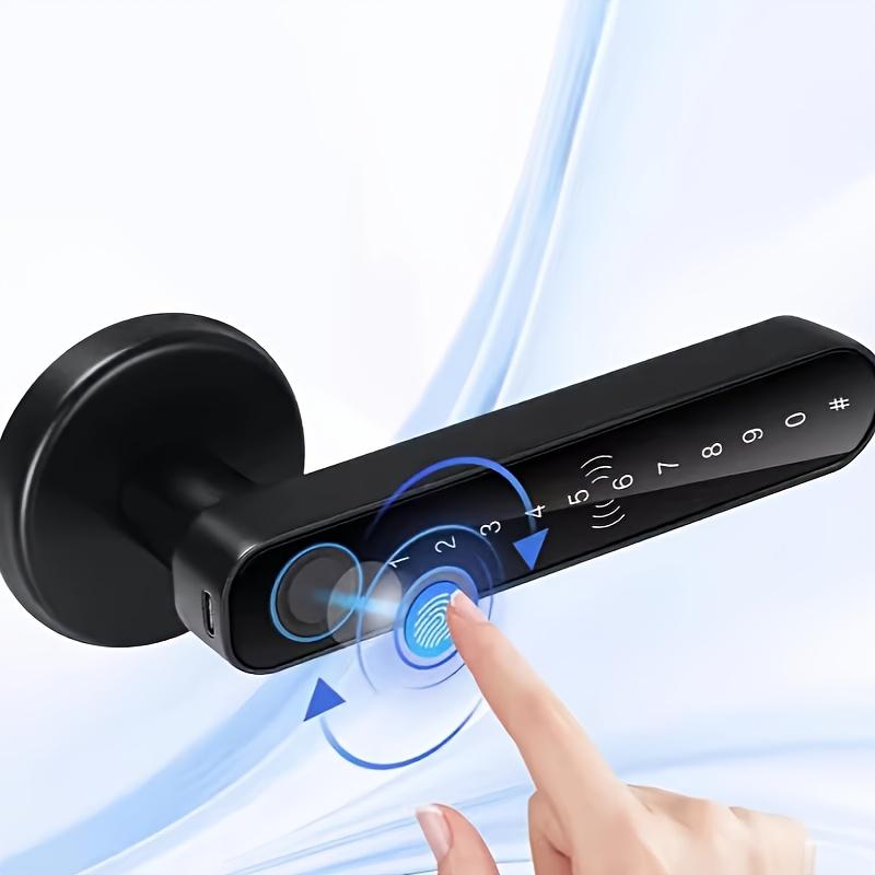 1pc Smart Door Lock with Multiple Unlocking Methods - Fingerprint/Password/Card/Key/APP Control, Can Check the Door Lock Status and Unlocking Record, Built-in Emergency Power Supply with 4*AAA Batteries(Not Included) for Home Security System
