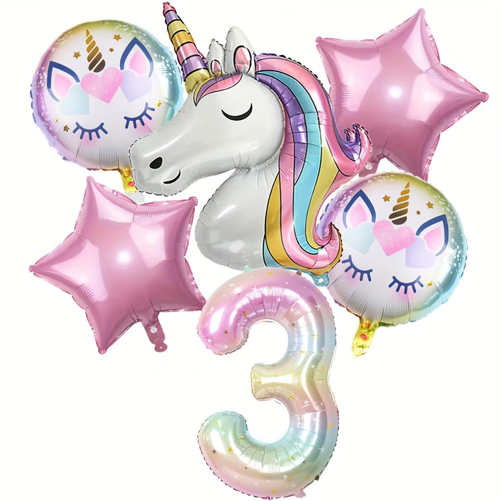 6pcs Unicorn Balloon Set - Star Numbers and Star Balloons, Durable and Reusable