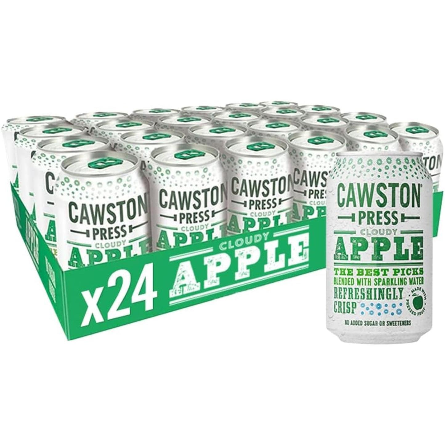 Cawston Press Sparkling Cloudy Apple Fizzy Drink Blended with Sparkling Water and Pressed Apple (330Ml X 12 Cans) Gluten Free - Vegan - No Added Sugar