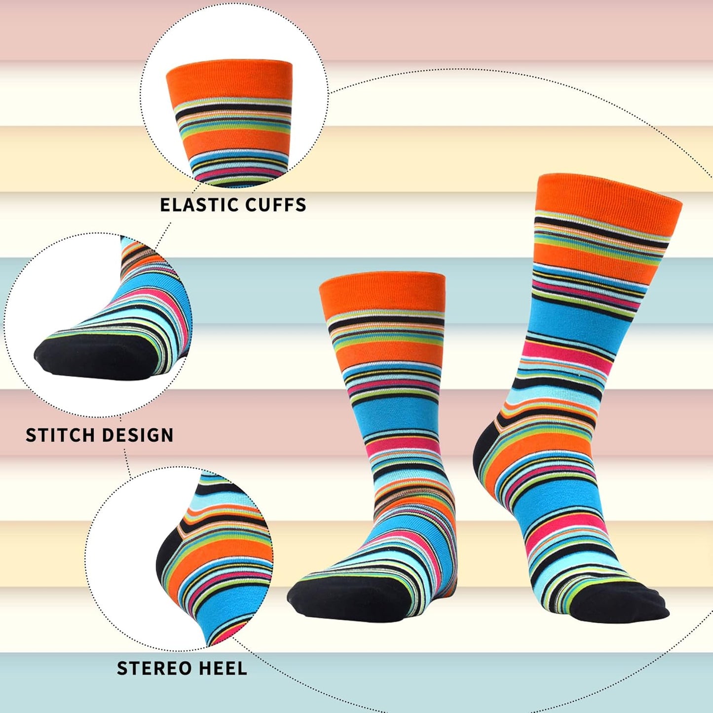 Wecibor Mens Dress Colorful Funny Novelty Casual Combed Cotton Crew Socks WeciBor