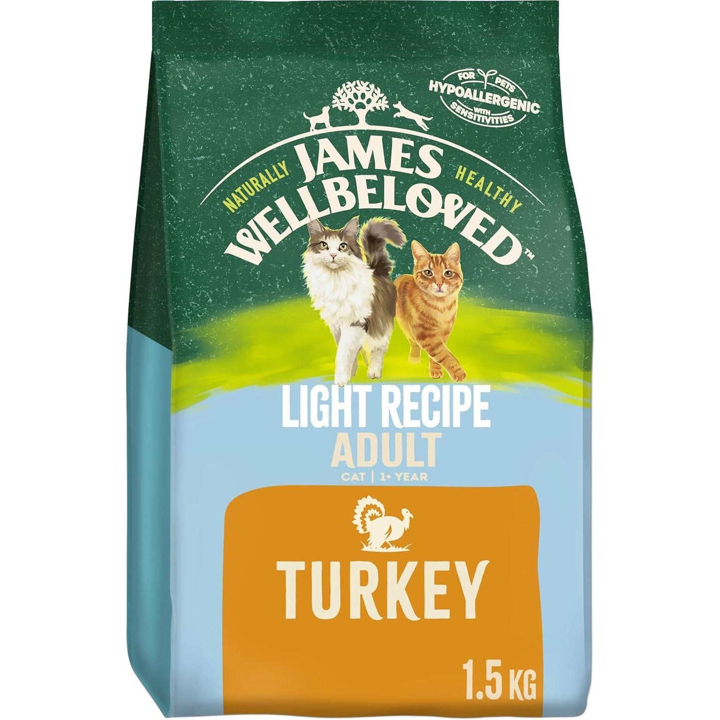 James Wellbeloved Adult Light Turkey 1.5 Kg Bag, Hypoallergenic Dry Cat Food