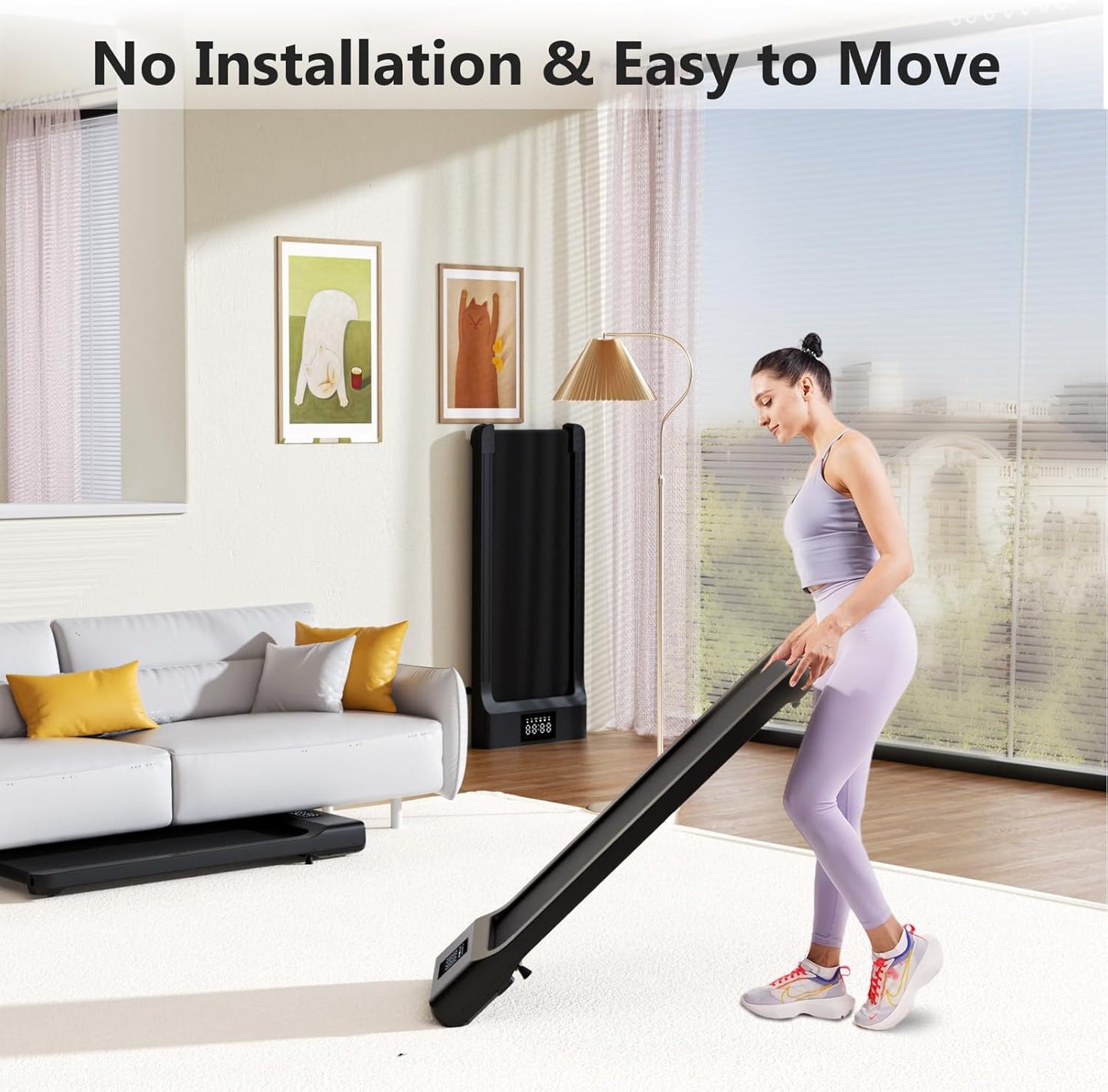 Lacuffy Raceable Walking Pad 2.5HP, under Desk Treadmill with APP Control, Max 136Kg 159Kg Walking Machine with Multi-Runner Races & Real-Time Interaction, Door to Door Delivery