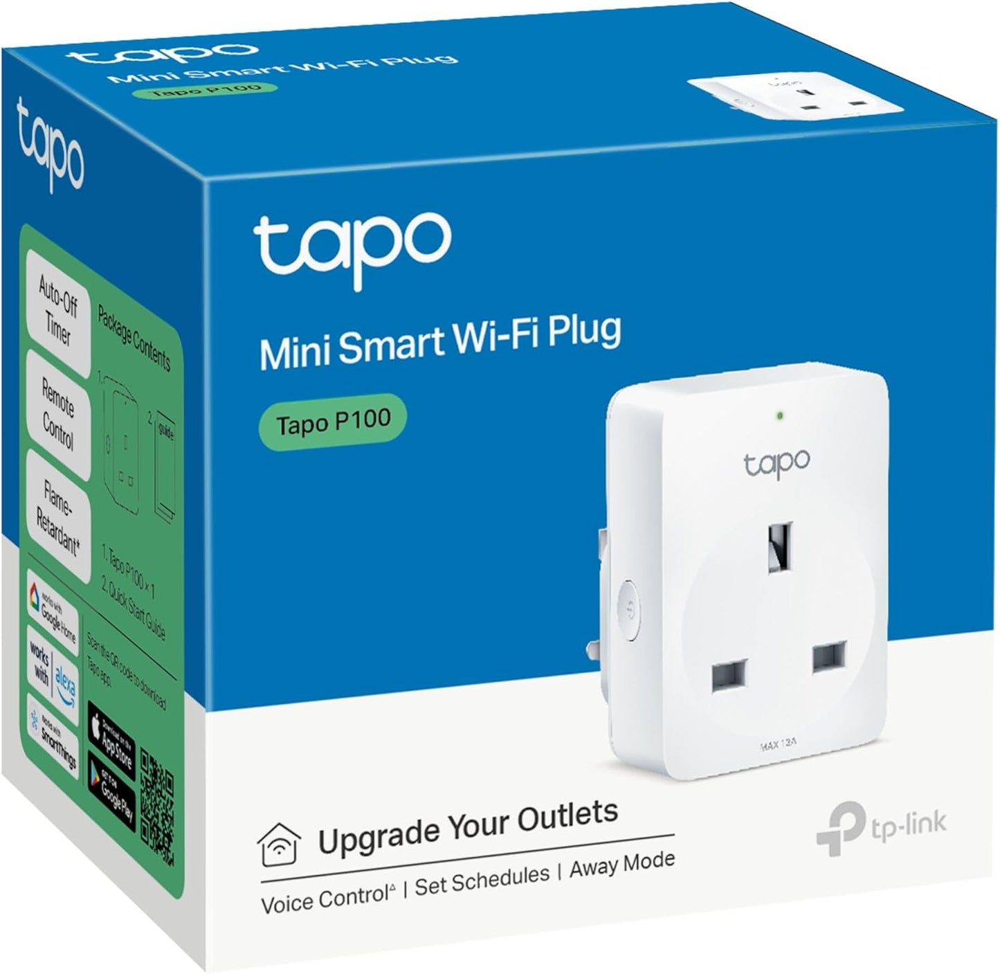 Tapo P100 Smart Plug, Wi-Fi Plug, App Remote Control, Alexa Plug, Voice Control with Alexa & Google, Away Mode, Scheduling & Timer, Device Sharing, Easy Quick Set Up, Multiple Safety Guarantees