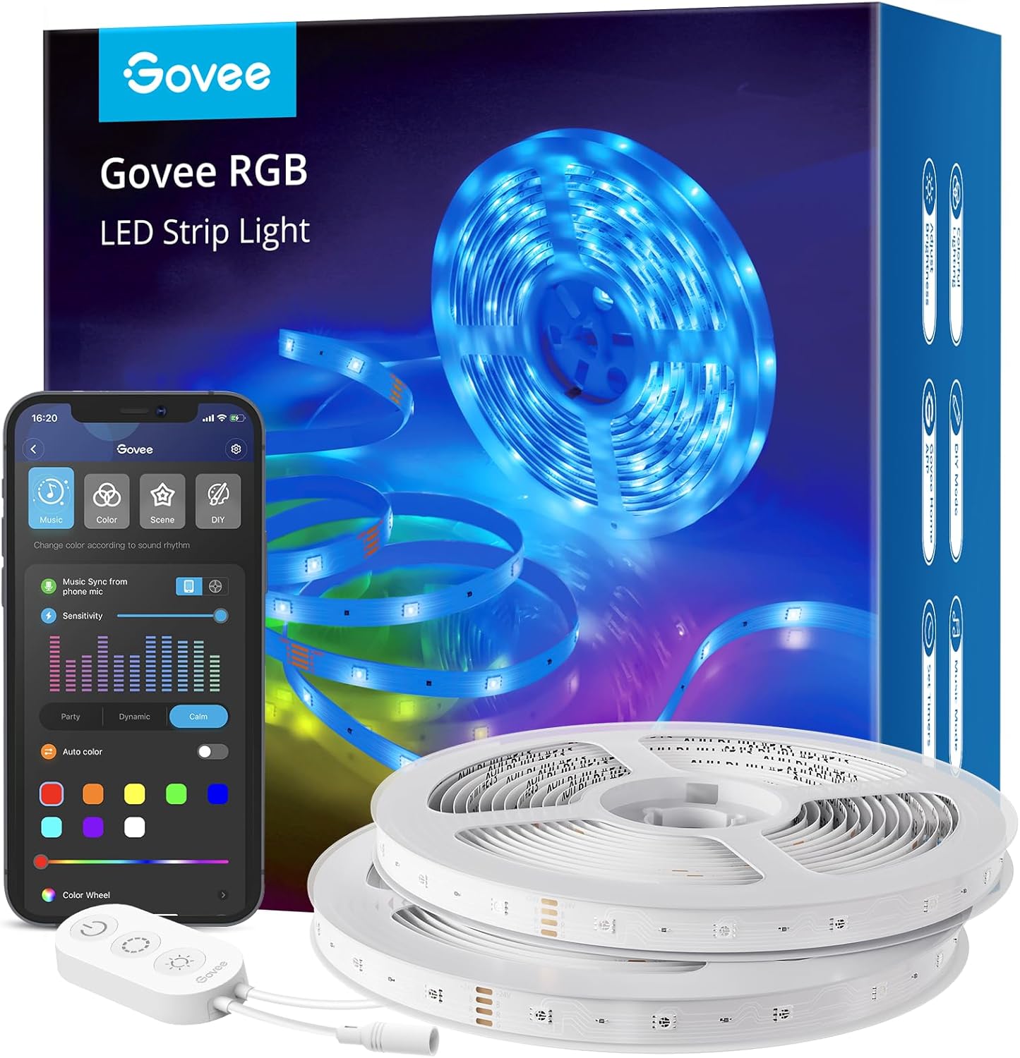 Govee Wifi LED Strip Light 5M, Smart RGB Strip, App Control, Works with Alexa and Google Assistant, Music Sync, LED Lights for Bedroom, TV, Party