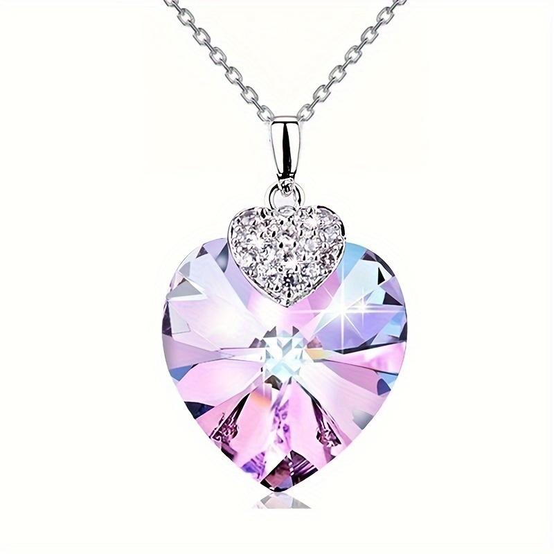 Heart-Shaped Crystal Rhinestone Necklace & Earrings Jewellery Set Women Gift