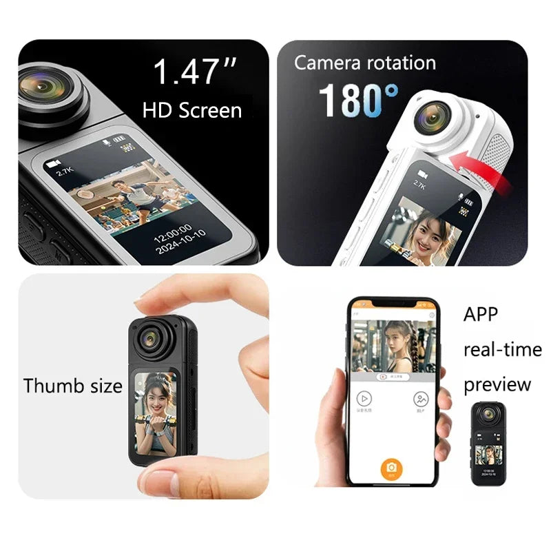 2.7K Thumb Camera Portable Body Pocket Video Audio WiFi Sports Action Camcorder