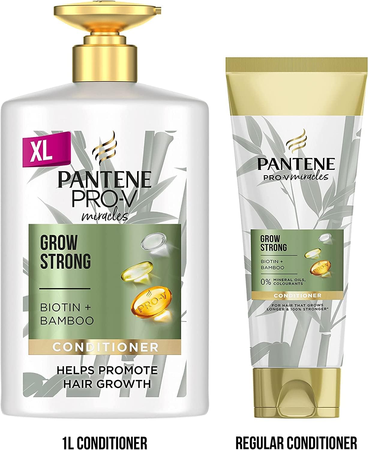 Pantene Grow Strong Shampoo and Conditioner Set, XL Hair Growth Damaged Hair 2X 1L
