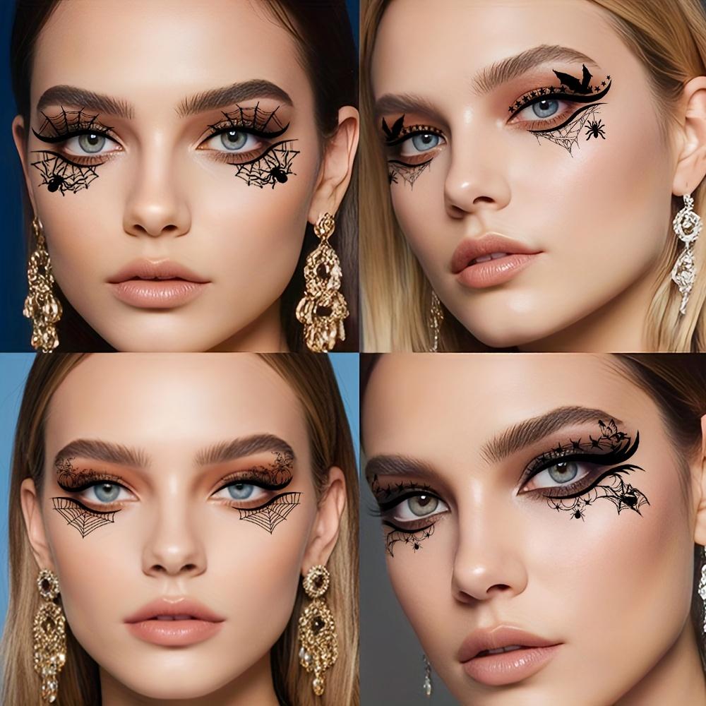 12pcs Halloween Eye Makeup Stickers, Waterproof and Removable Eyeshadow Replacement Kit, Halloween Party Supplies, Pumpkin Spider Bat Witch