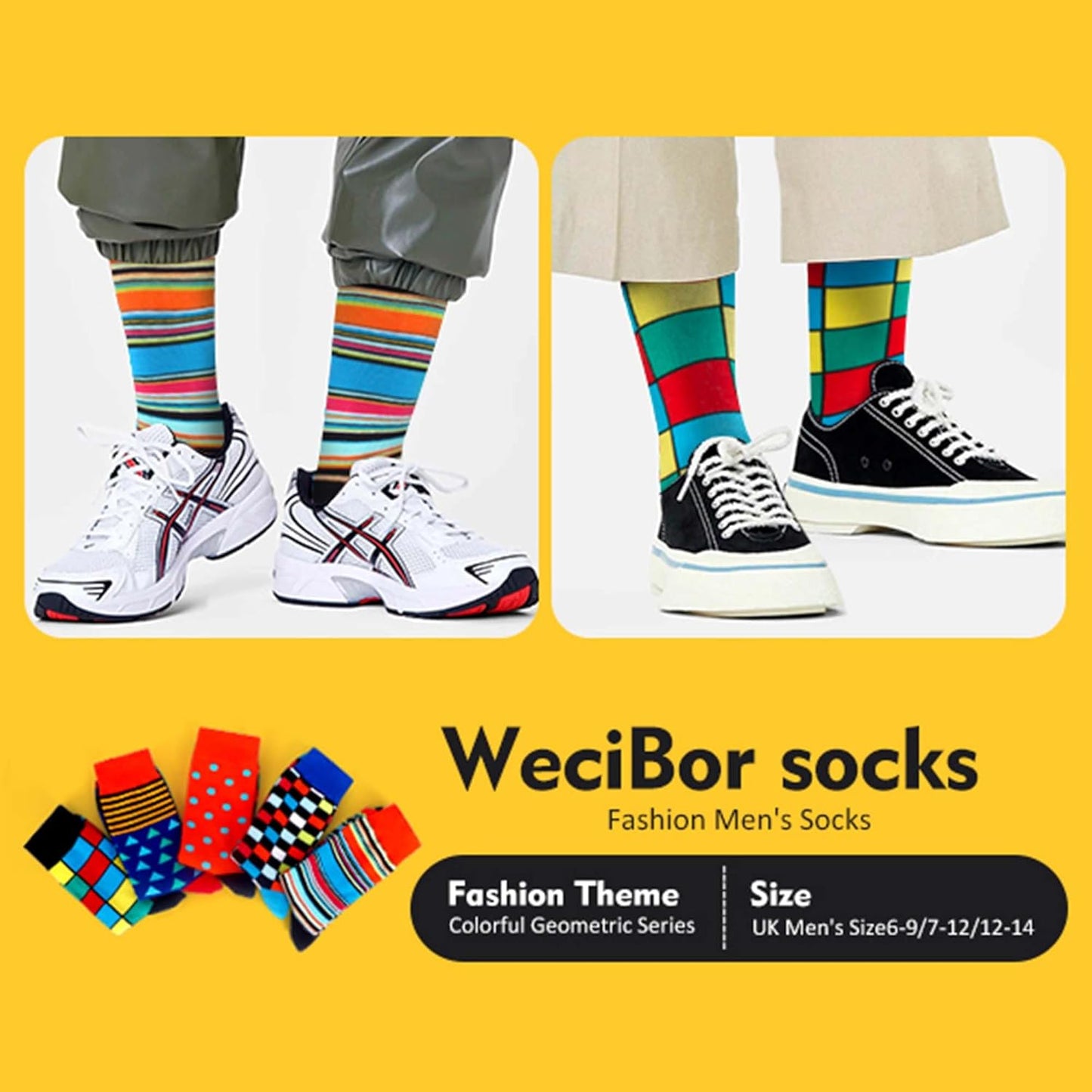 Wecibor Mens Dress Colorful Funny Novelty Casual Combed Cotton Crew Socks WeciBor