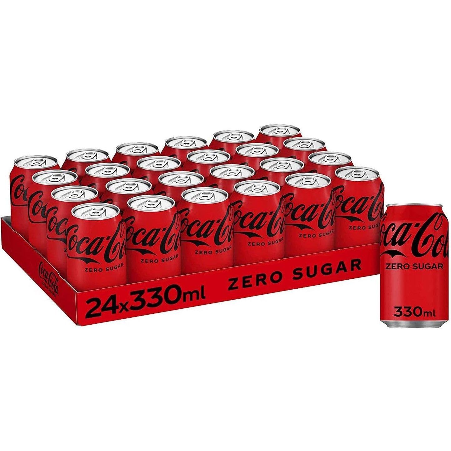 Coca-Cola Zero Sugar 24 x 330ml - Natural Beverage with Plant Extracts & Sweeteners - No Calories - Refreshing Cold Drink