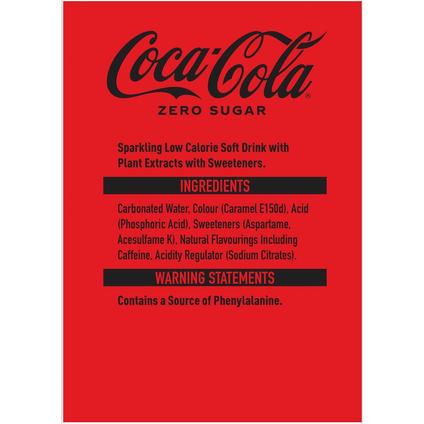 Coca-Cola Zero Sugar 24 x 330ml - Natural Beverage with Plant Extracts & Sweeteners - No Calories - Refreshing Cold Drink