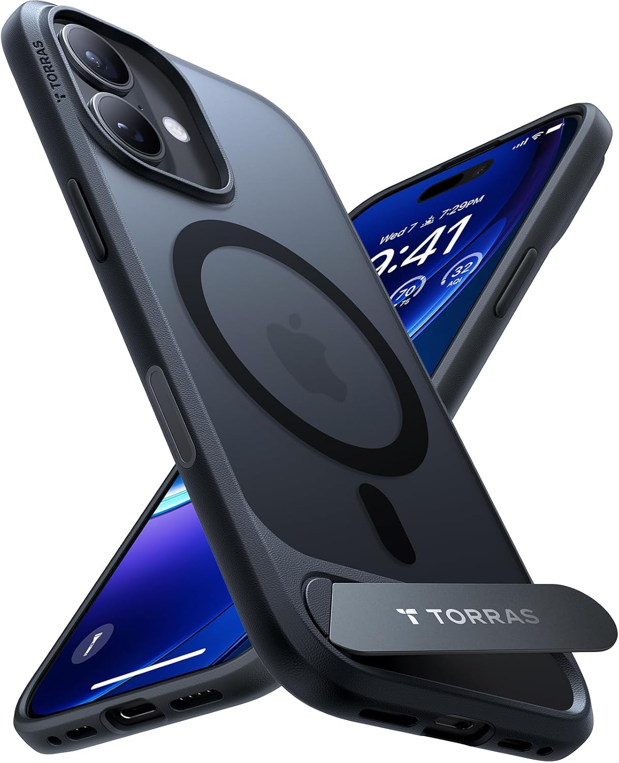 TORRAS Stand for Iphone 17 Pro Max Case – Durable Titanium Stand, Compatible with Magsafe, Camera Button Shield, 12FT Drop Protection for Iphone 17 Pro Max Cover – Navy Blue