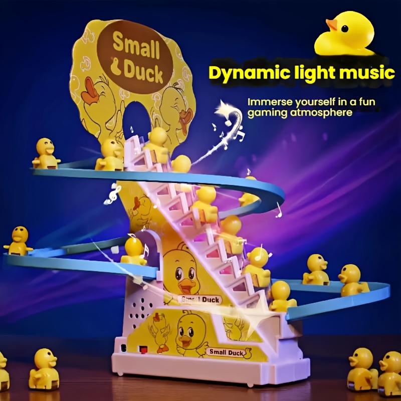 Musical Duckling Climbing Stairs Electric Toy Lights with Music Duck Track Slide
