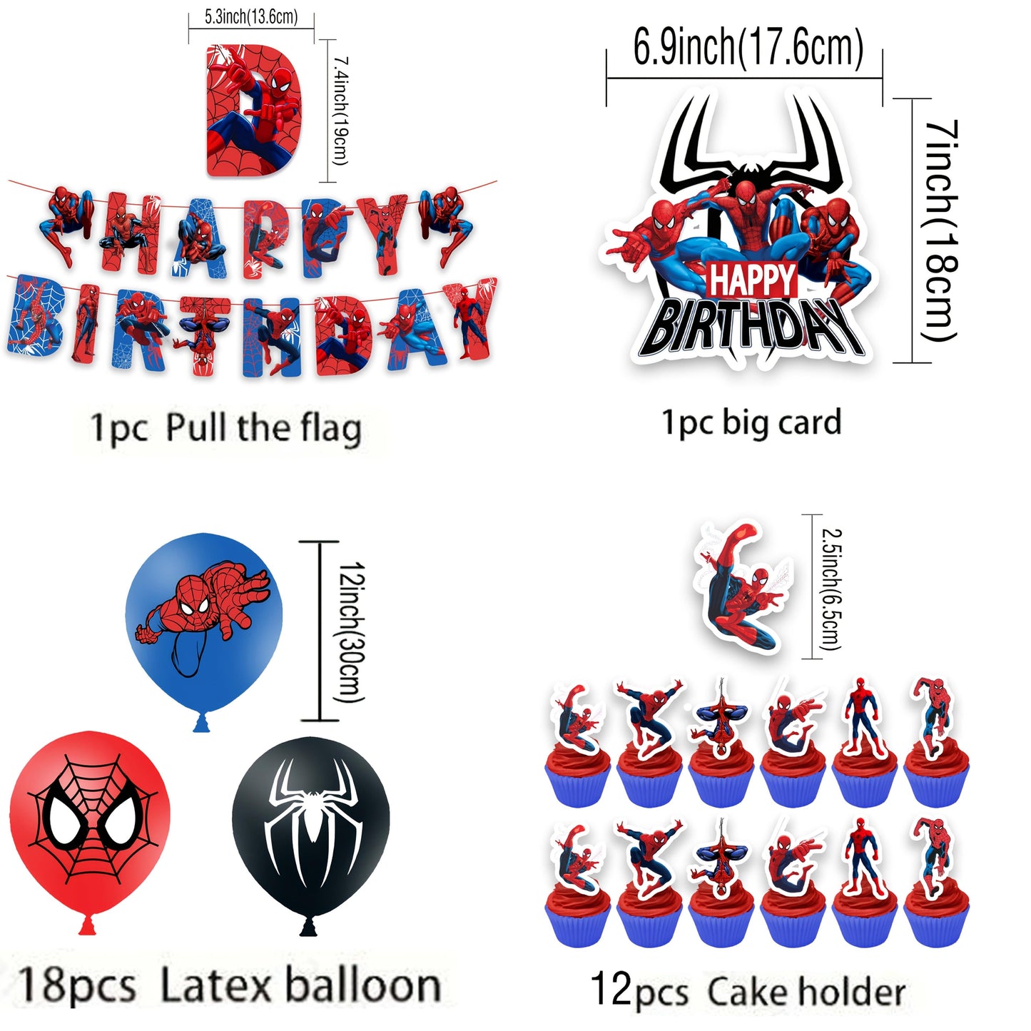 Spider-Man 32pcs Kids Birthday Theme Party Balloons Decorations Boys Girls