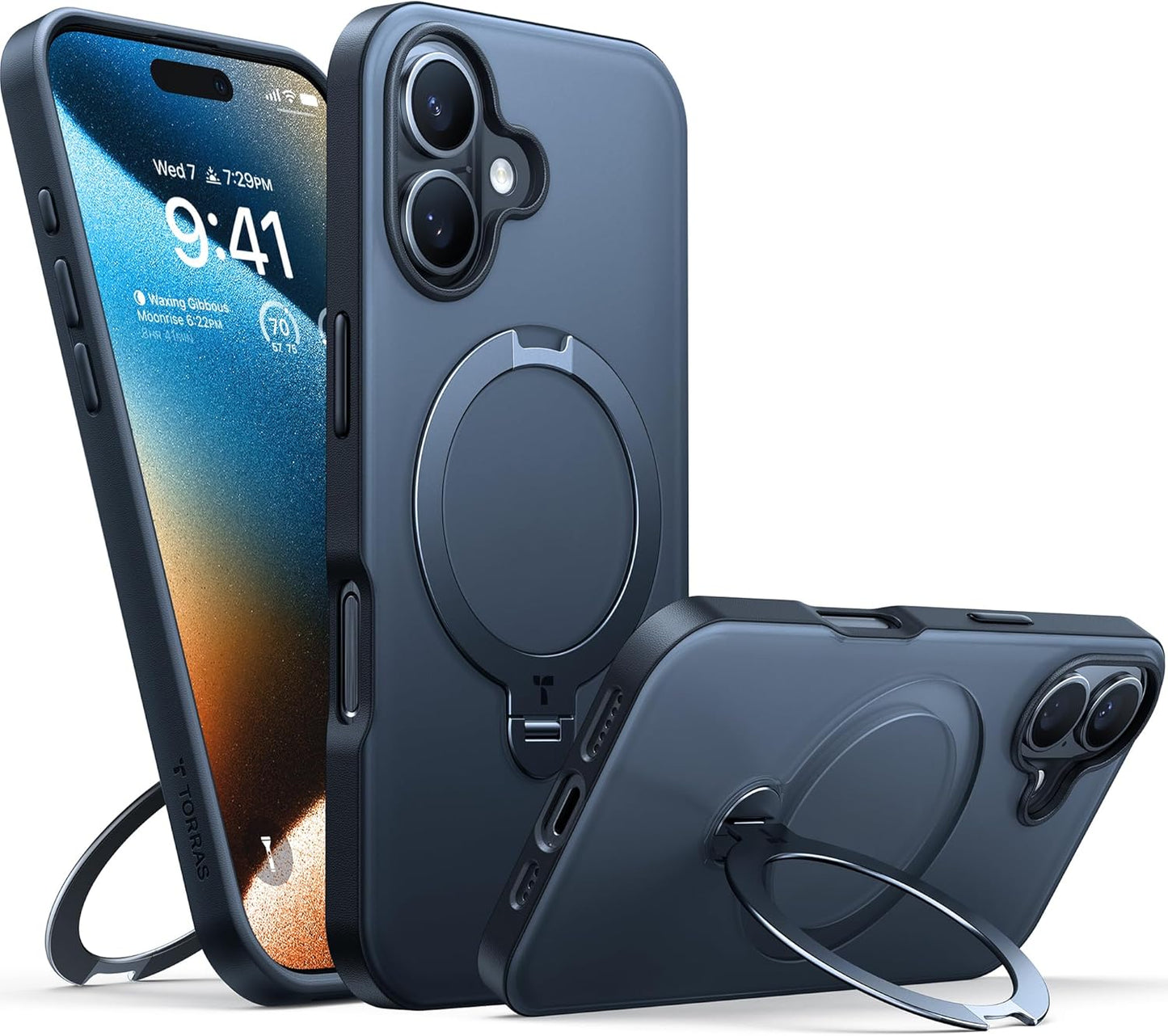 TORRAS Ostand Q3 Spin for iPhone 17 Pro Max Case – 360° Rotating Ring Stand, Camera Button Guard, 12FT Drop Protection, MagSafe Compatible, Black Smartphone Casing