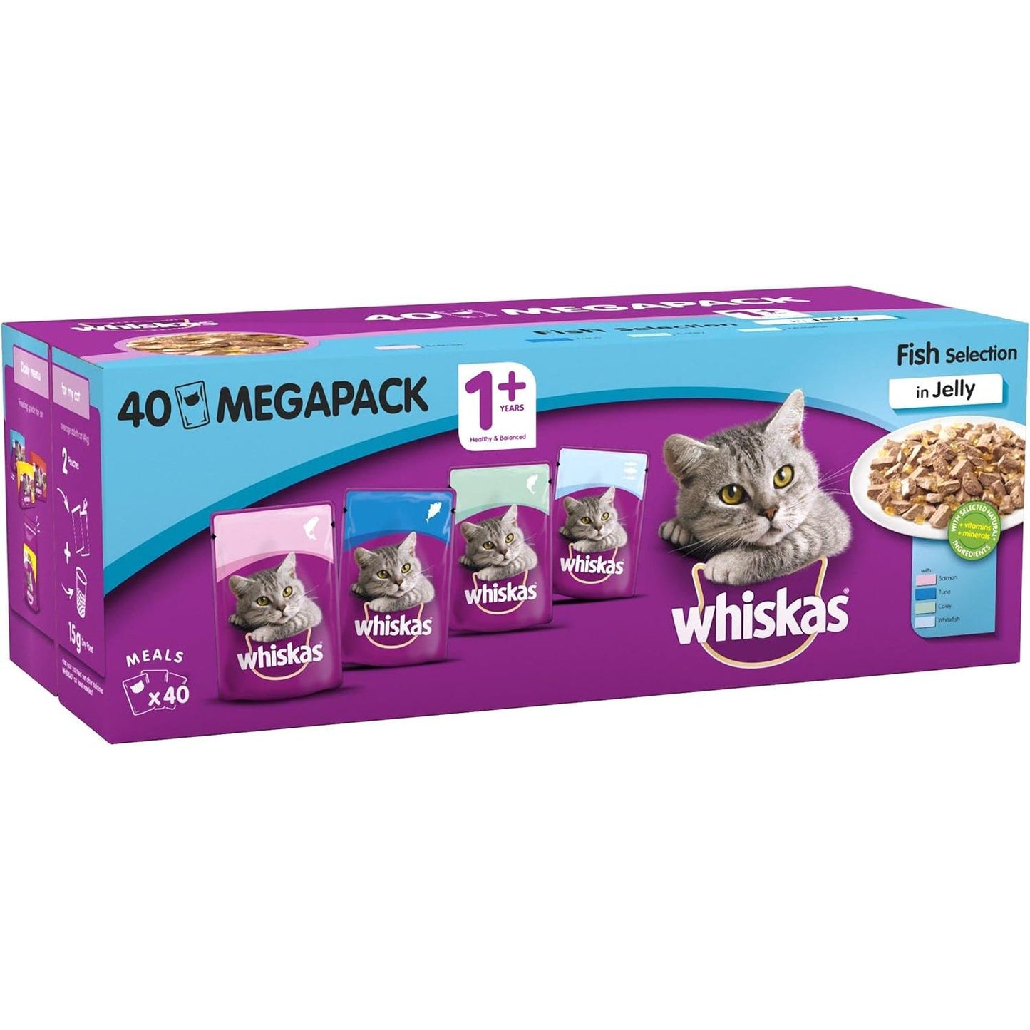 Whiskas 1+ Adult Classic Selection in Gravy 84 Pouches, Adult Wet Cat Food, Megapack (84 X 85 G) whiskas