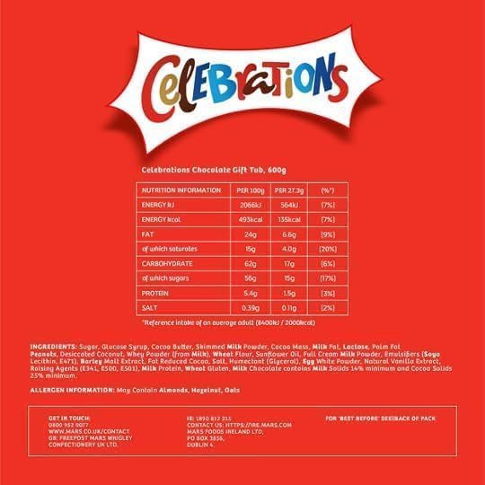 Celebrations Milk Chocolate & Biscuit Bars Sharing Tub 500g