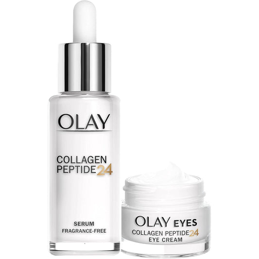 Regenerist Collagen Eye Cream + Regenerist Collagen Face Serum, with Peptide, without Fragrance, Unique Formula with Collagen Peptide and Vitamin B3 Olay