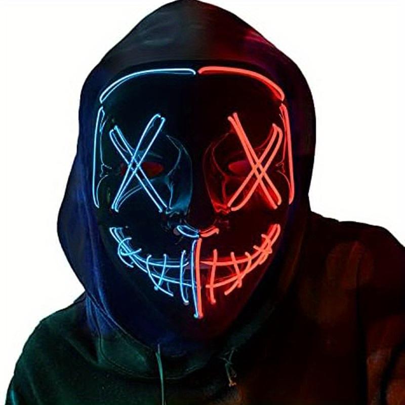 LED Halloween Mask - Motion Sensor, Neon Glow, Sound-Activated Lighting, PVC Horror Face Mask for Adults/Teens, Compatible with Halloween, Haunted Houses, Clubs, Festive Celebration, Glowing Effect, Highquality Lighting, Event At