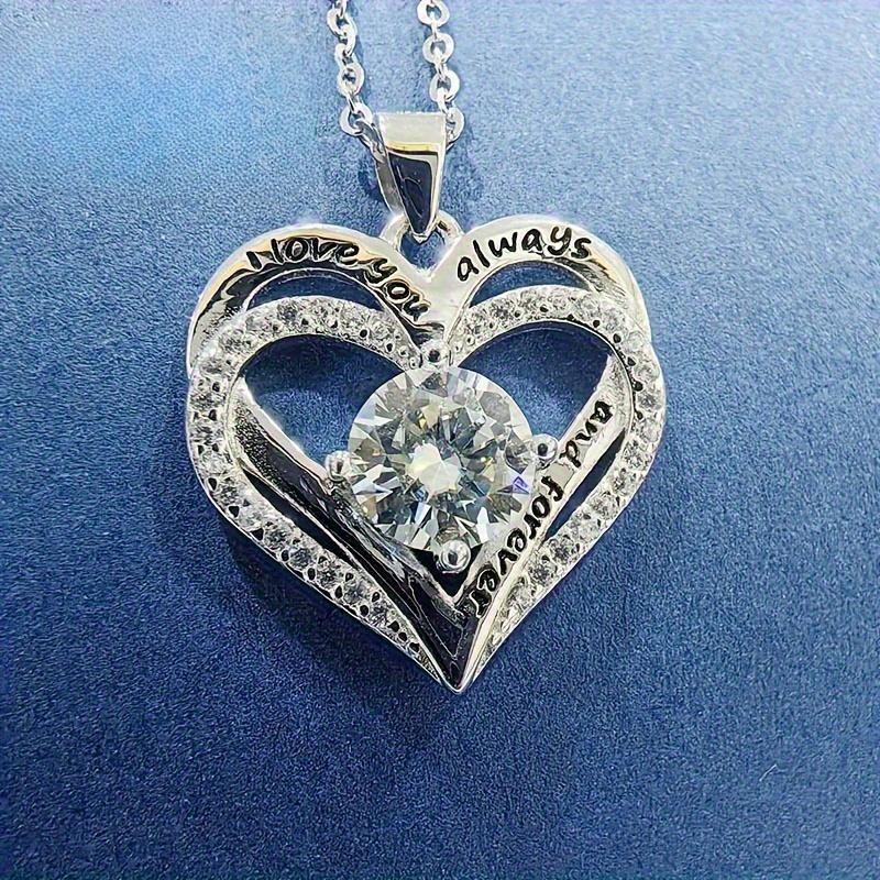 Genuine 925 Sterling Silver Heart Necklace Moissanite Women Love Pendant Gift UK