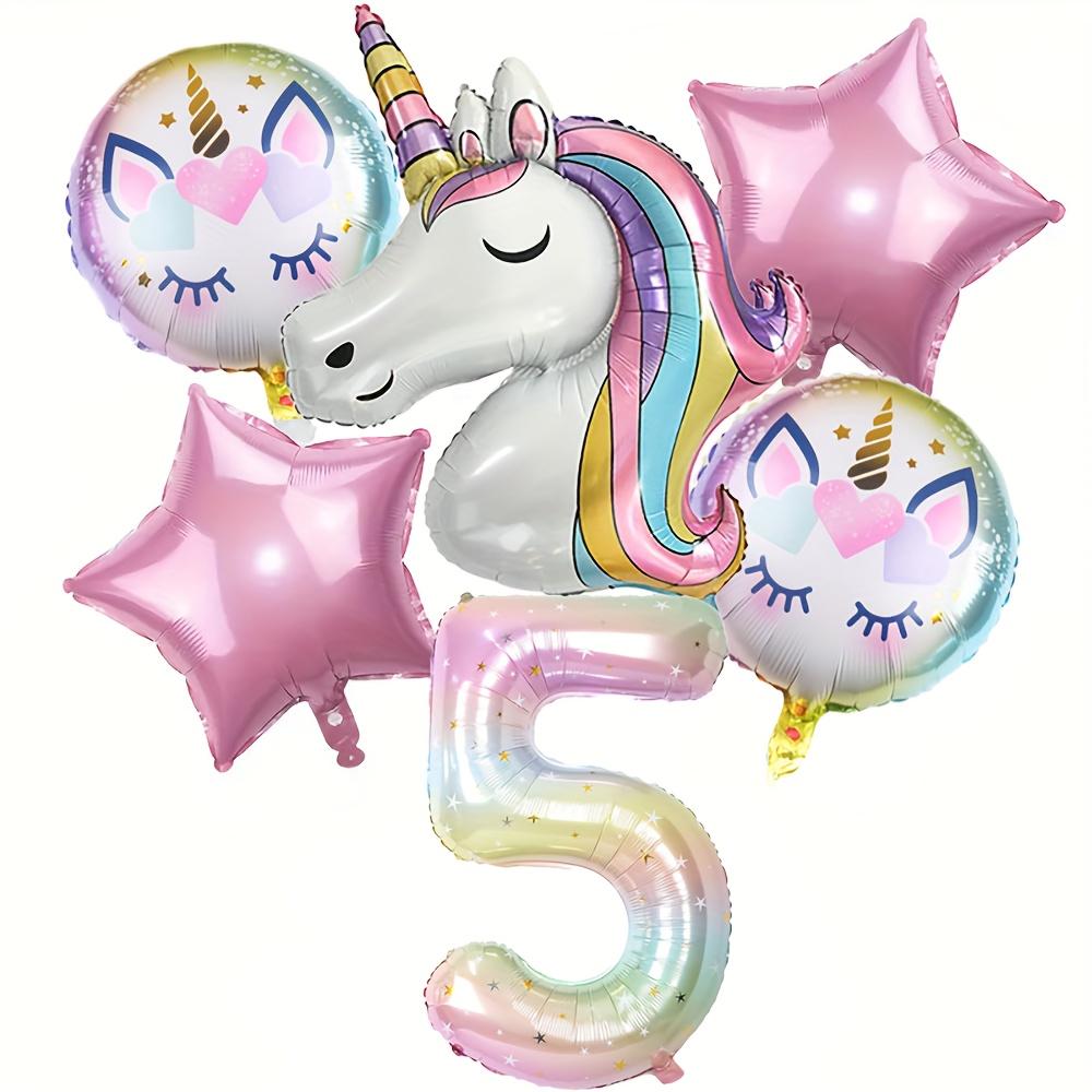 6pcs Unicorn Balloon Set - Star Numbers and Star Balloons, Durable and Reusable