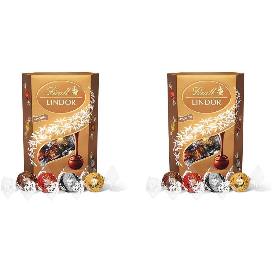 Lindt Lindor Assorted Chocolate Truffles Box Extra Large - Approx 48 Balls, 600G - Chocolate Truffles with a Smooth Melting Filling - Gift Present or Sharing Box - Easter, Birthday, Congrats