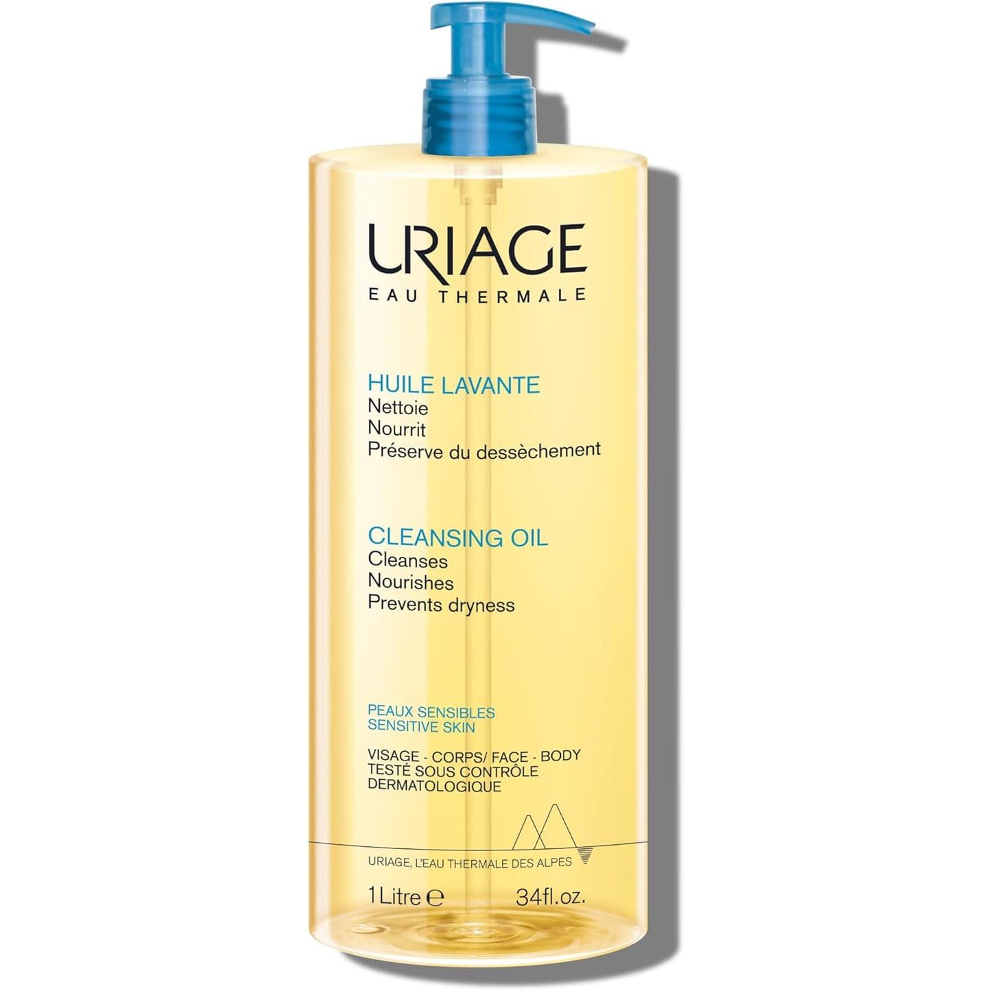 Uriage Cleansing Oil 1L - Body & Face - Sensitive Skin - Cleanses, Nourishes, Prevents Dryness - with Gentle Superfatting Agents Leaving a Soft, Protective Film on the Skin URIAGE