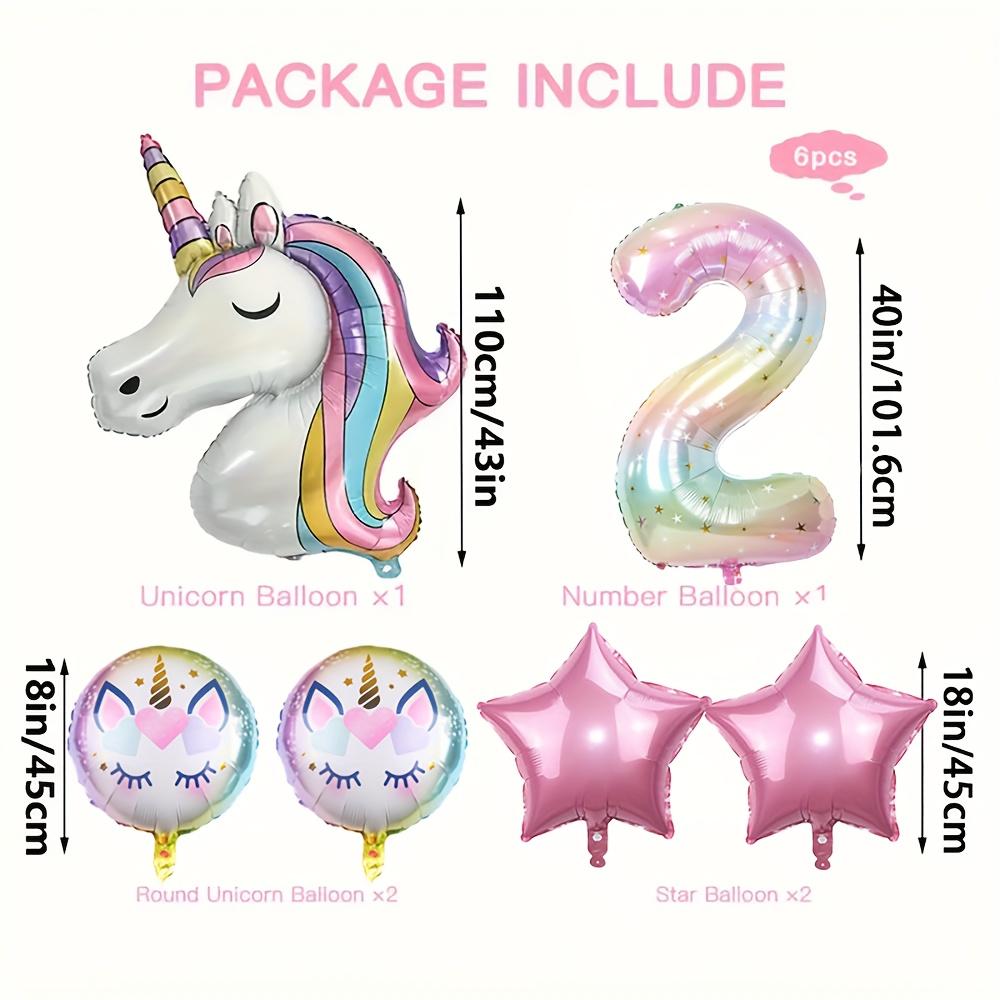 6pcs Unicorn Balloon Set - Star Numbers and Star Balloons, Durable and Reusable