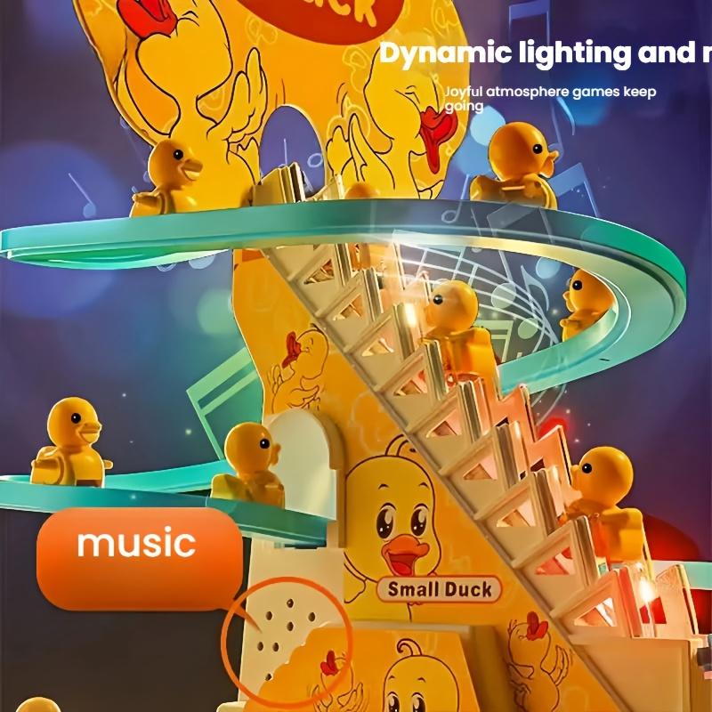 Musical Duckling Climbing Stairs Electric Toy Lights with Music Duck Track Slide